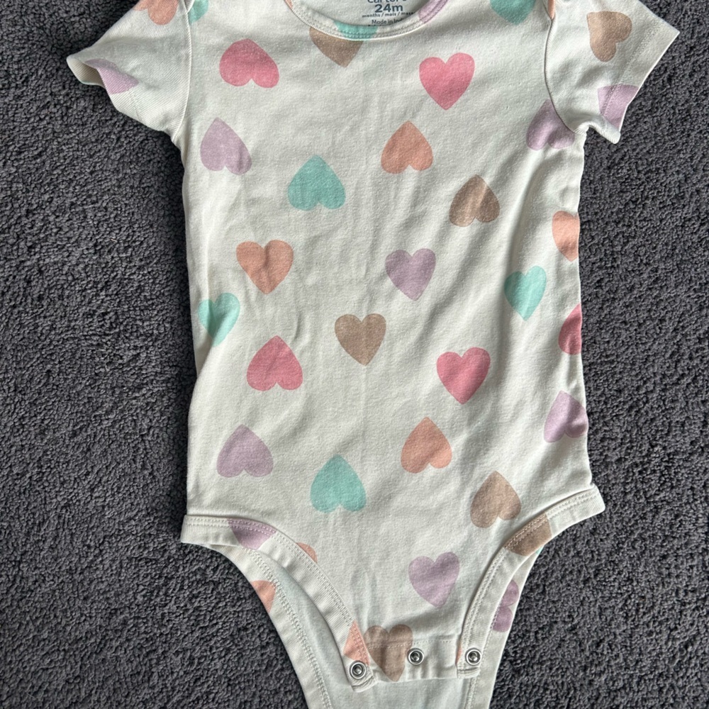 Heart Patterned Baby Onesie